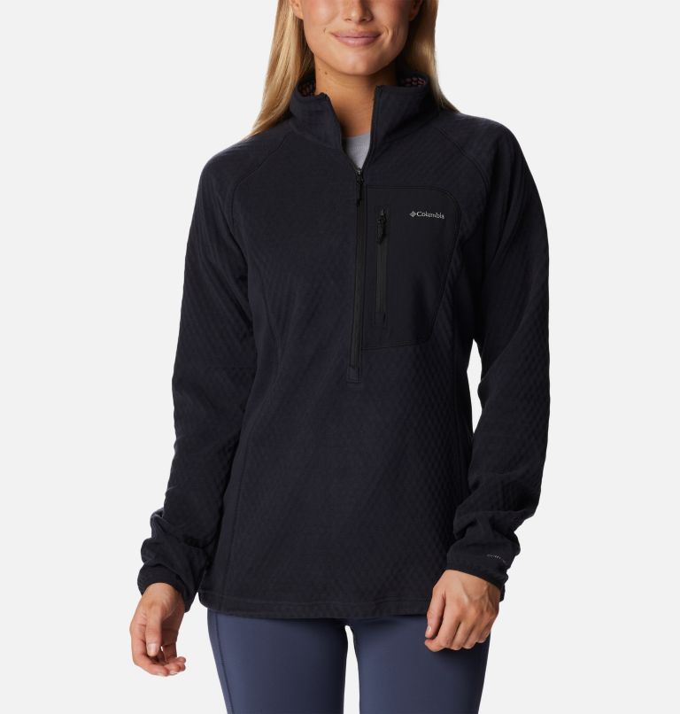 Women's Outdoor Tracks Half Zip Fleece Pullover, Color: Black, image 1
