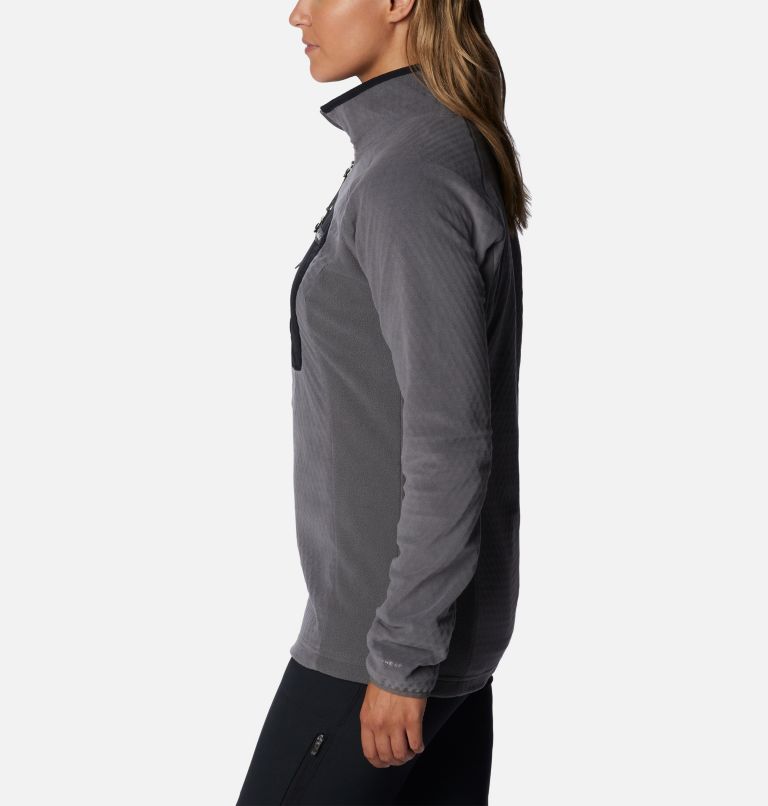 Women's Outdoor Tracks Half Zip Fleece Pullover, Color: City Grey, Black, image 3