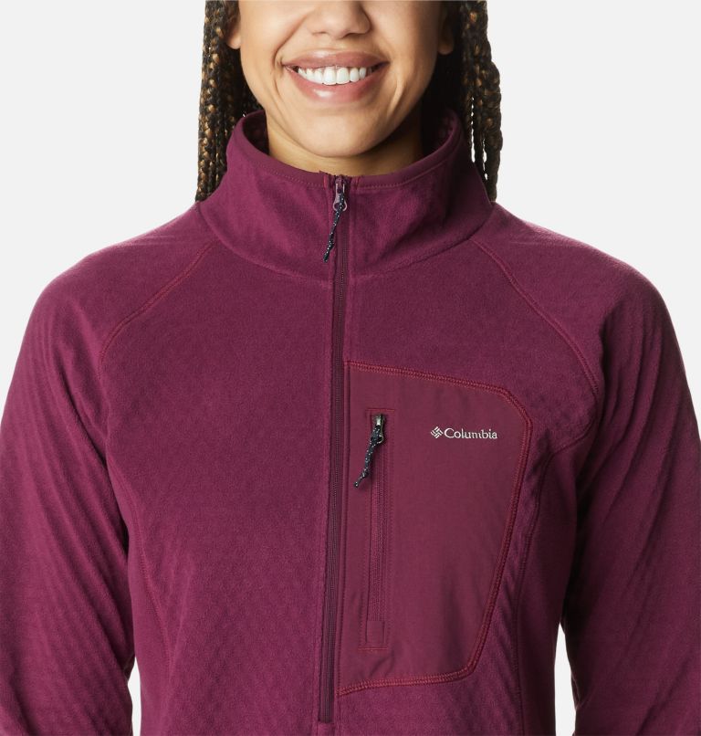 Women's Outdoor Tracks Half Zip Fleece Pullover, Color: Marionberry, Aura, image 4