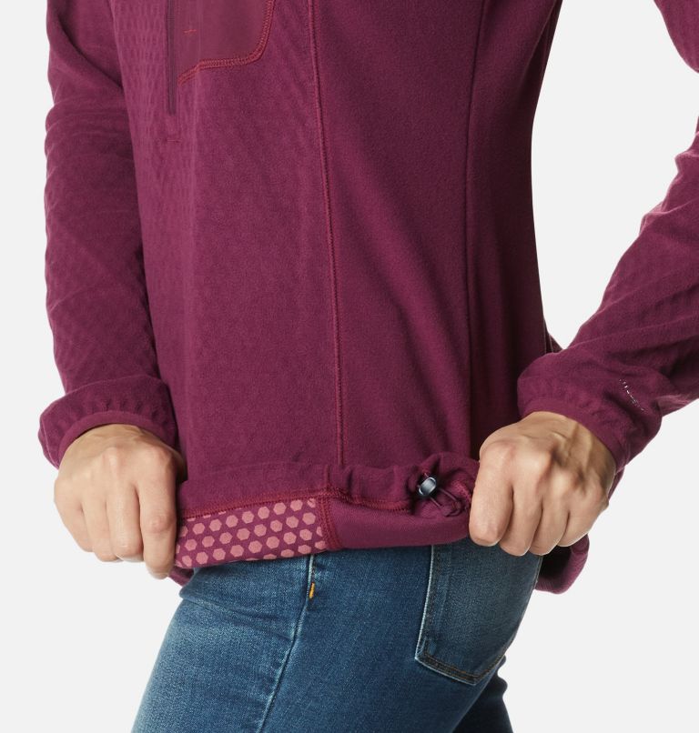 Thumbnail: Women's Outdoor Tracks Half Zip Fleece Pullover, Color: Marionberry, Aura, image 5