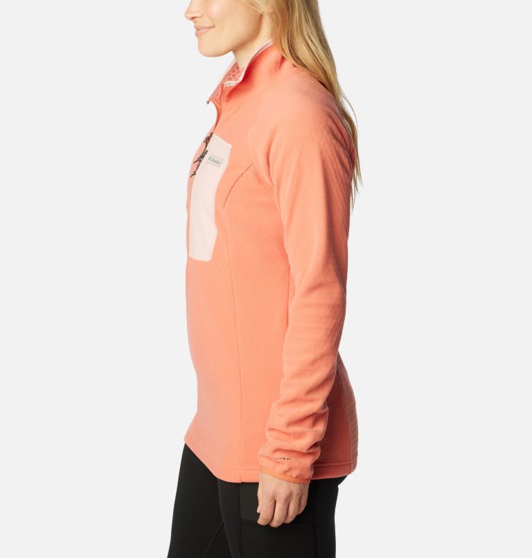 Thumbnail: Women's Outdoor Tracks Half Zip Fleece Pullover, Color: Faded Peach, Dusty Pink, image 3