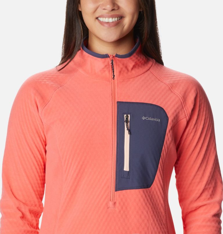 Women's W Outdoor Tracks Half Zip Fleece Technical Pullover, Color: Blush Pink, Peach Blossom, image 4
