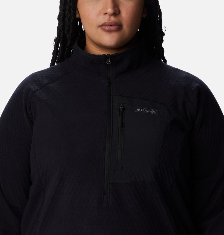Thumbnail: Women's Outdoor Tracks Half Zip Fleece Pullover - Plus Size, Color: Black, image 4
