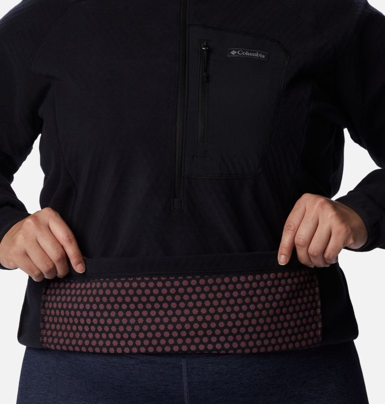 Thumbnail: Women's Outdoor Tracks Half Zip Fleece Pullover - Plus Size, Color: Black, image 5