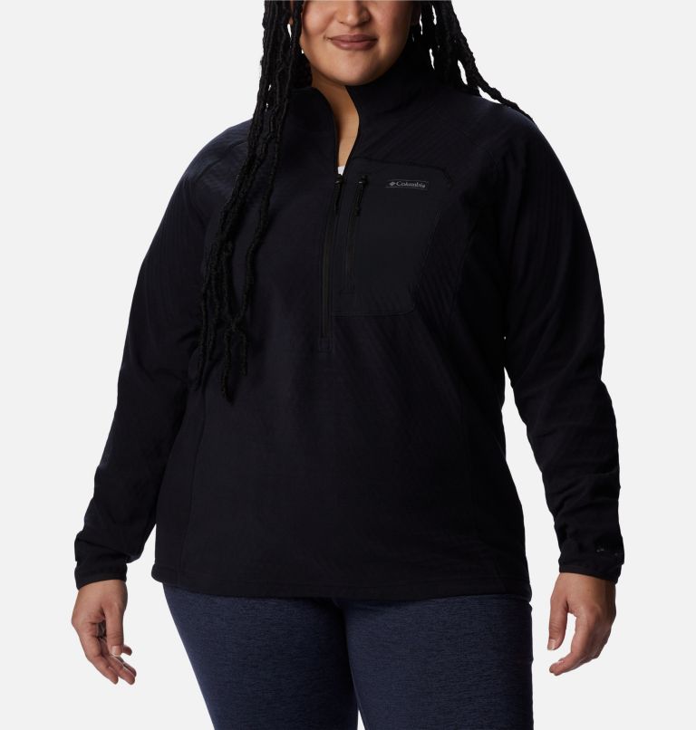 Thumbnail: Women's Outdoor Tracks Half Zip Fleece Pullover - Plus Size, Color: Black, image 1
