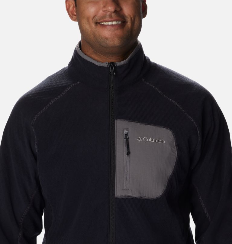 Men's Outdoor Tracks Full Zip Fleece Jacket, Color: Black, City Grey, image 3