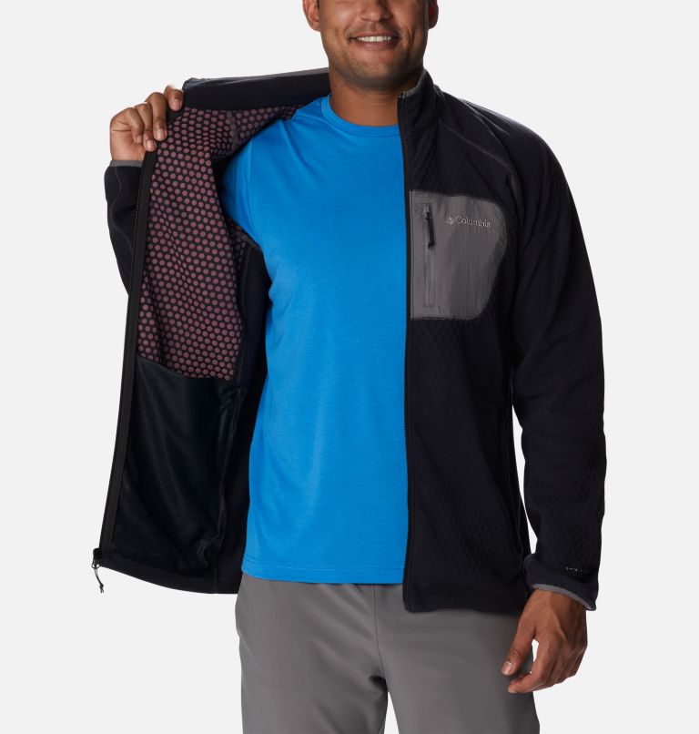 Men's Outdoor Tracks Full Zip Fleece Jacket, Color: Black, City Grey, image 4