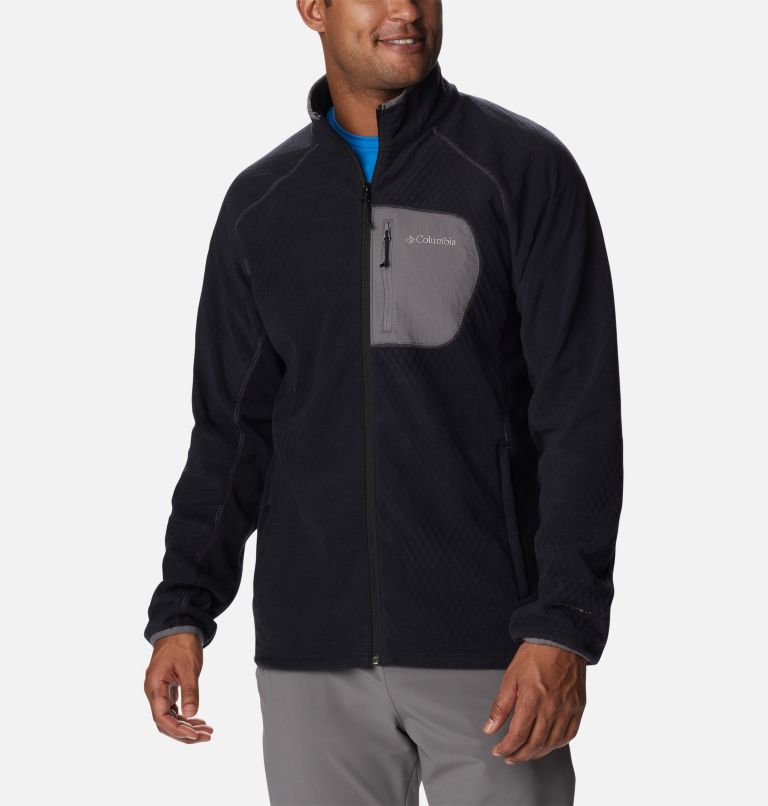 Men's Outdoor Tracks Full Zip Fleece Jacket, Color: Black, City Grey, image 1
