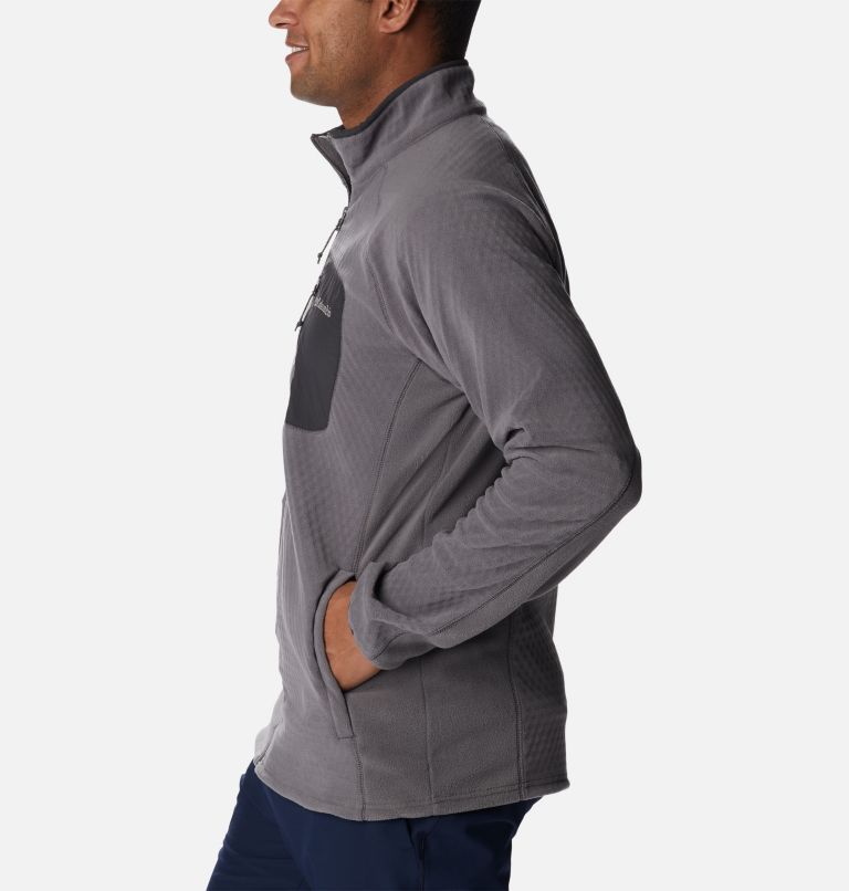 Men's Outdoor Tracks Full Zip Fleece Jacket, Color: City Grey, Shark, image 3