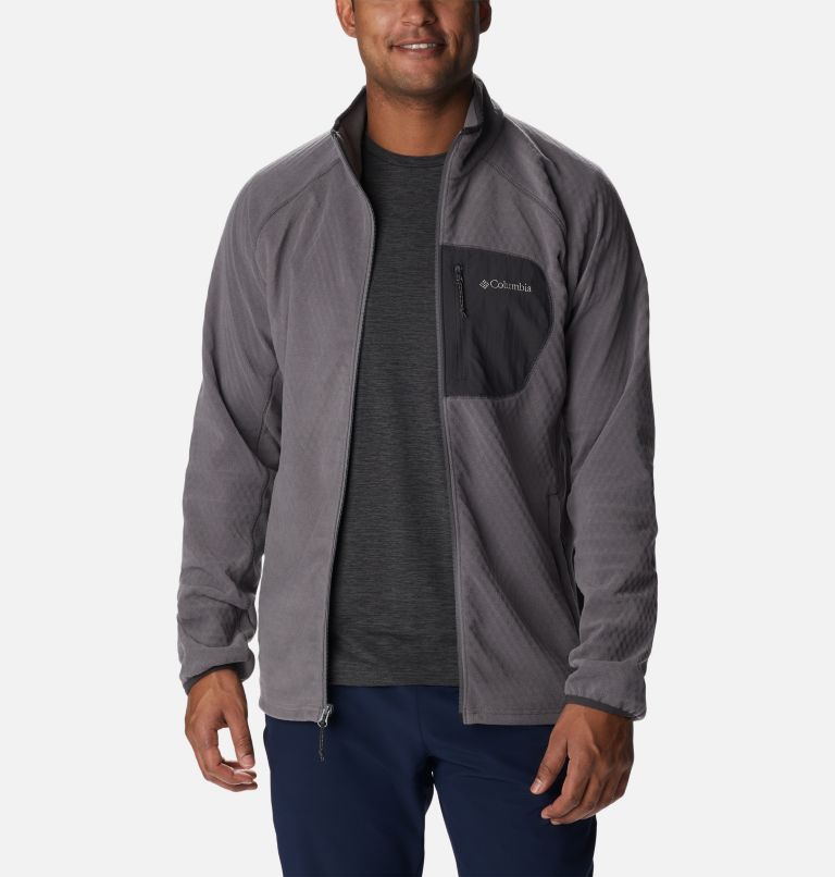 Men's Outdoor Tracks Full Zip Fleece Jacket, Color: City Grey, Shark, image 7