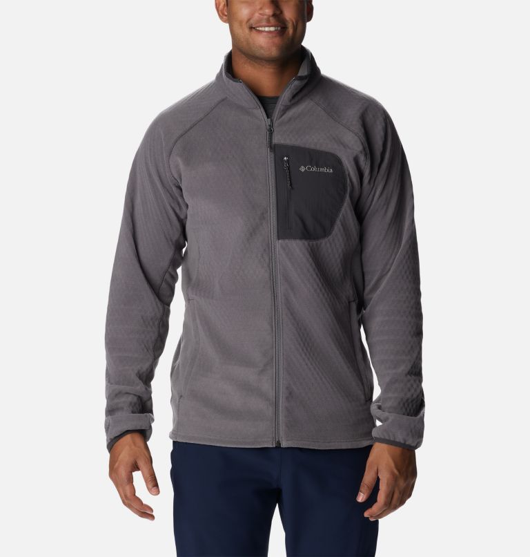 Thumbnail: Men's Outdoor Tracks Full Zip Fleece Jacket, Color: City Grey, Shark, image 1