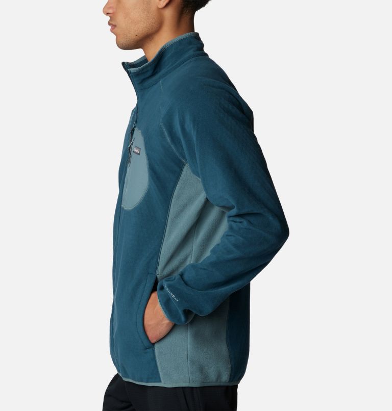 Men's Outdoor Tracks Full Zip Fleece Jacket, Color: Night Wave, Metal, image 3