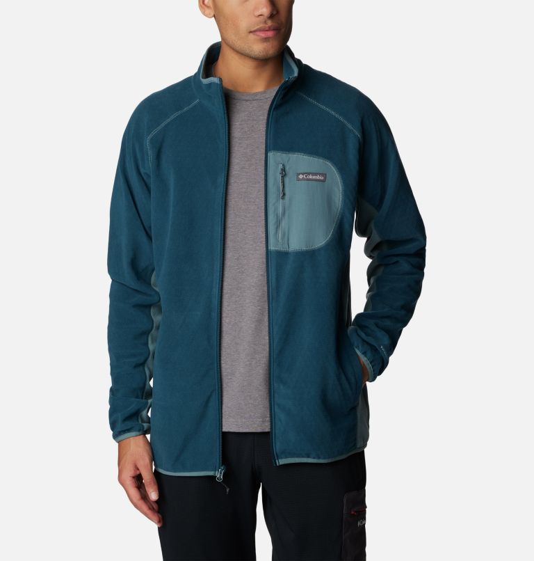 Men's Outdoor Tracks Full Zip Fleece Jacket, Color: Night Wave, Metal, image 7