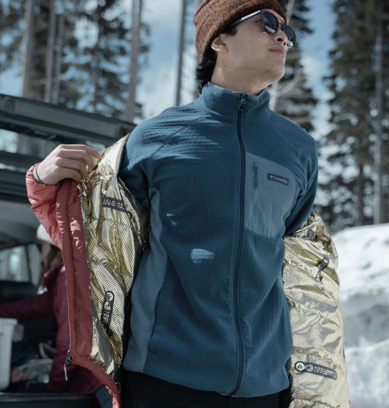 Men's Outdoor Tracks Full Zip Fleece Jacket, Color: Night Wave, Metal, image 8