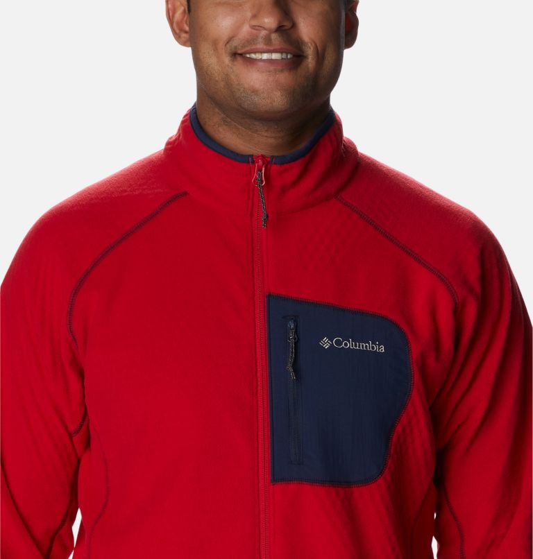 Thumbnail: Men's Outdoor Tracks Full Zip Fleece Jacket, Color: Mountain Red, Collegiate Navy, image 4