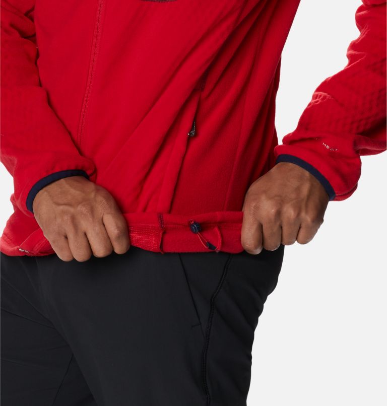Men's Outdoor Tracks Full Zip Fleece Jacket, Color: Mountain Red, Collegiate Navy, image 7