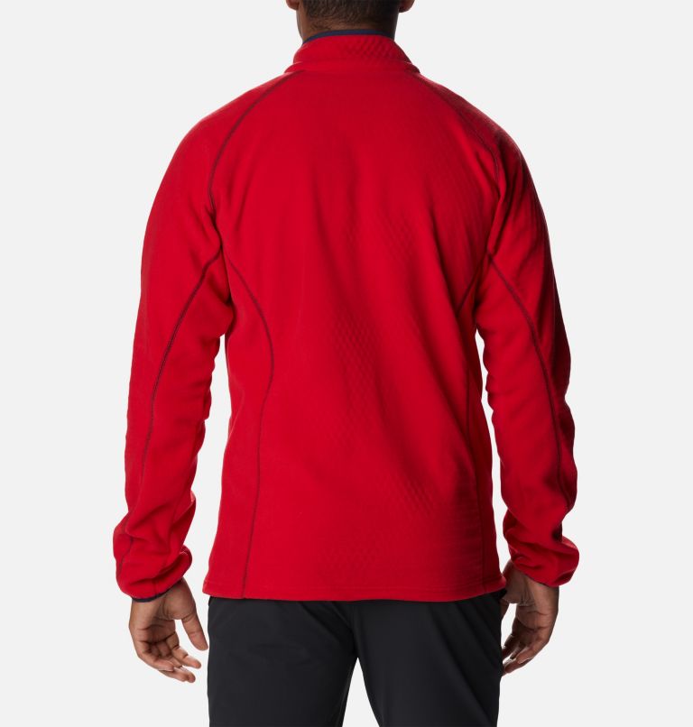 Thumbnail: Men's Outdoor Tracks Full Zip Fleece Jacket, Color: Mountain Red, Collegiate Navy, image 2