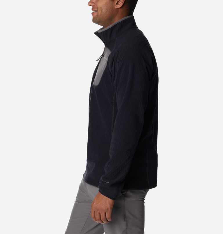 Men's Outdoor Tracks Half Zip Fleece Pullover, Color: Black, City Grey, image 3