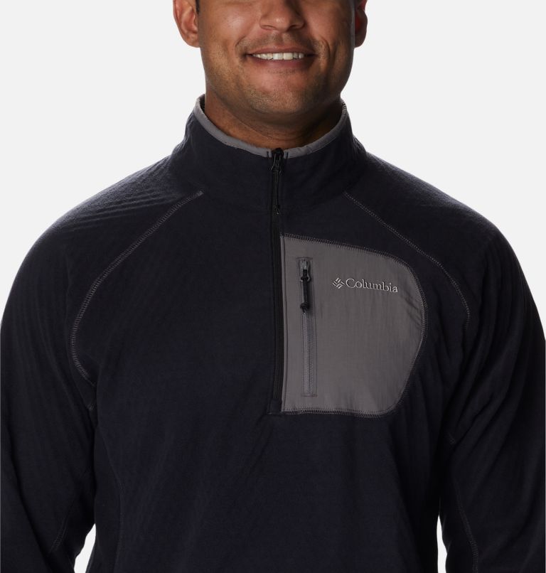 Men's Outdoor Tracks Half Zip Fleece Pullover, Color: Black, City Grey, image 4