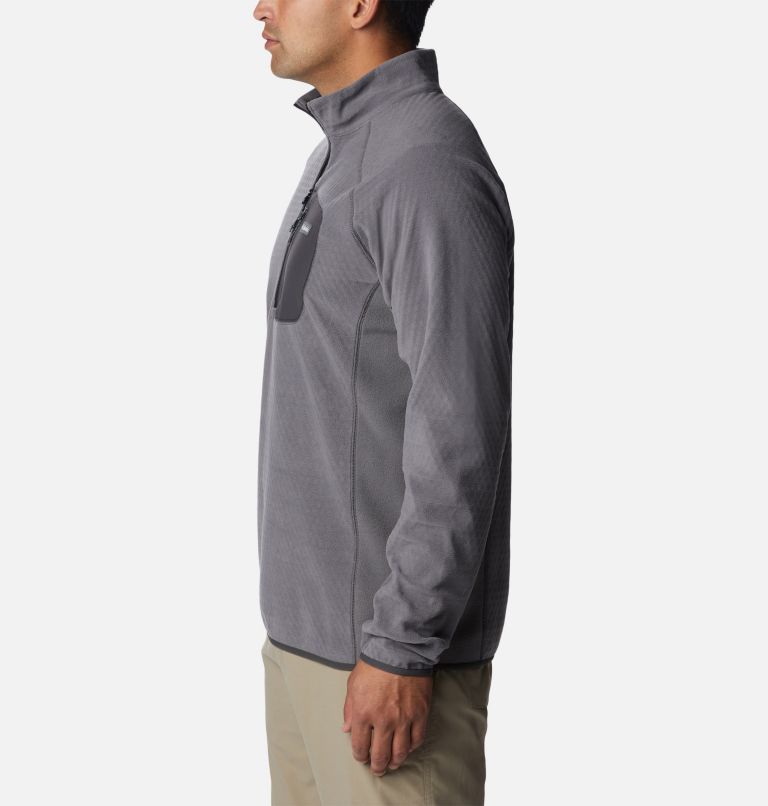 Men's Outdoor Tracks Half Zip Fleece Pullover, Color: City Grey, Shark, image 3