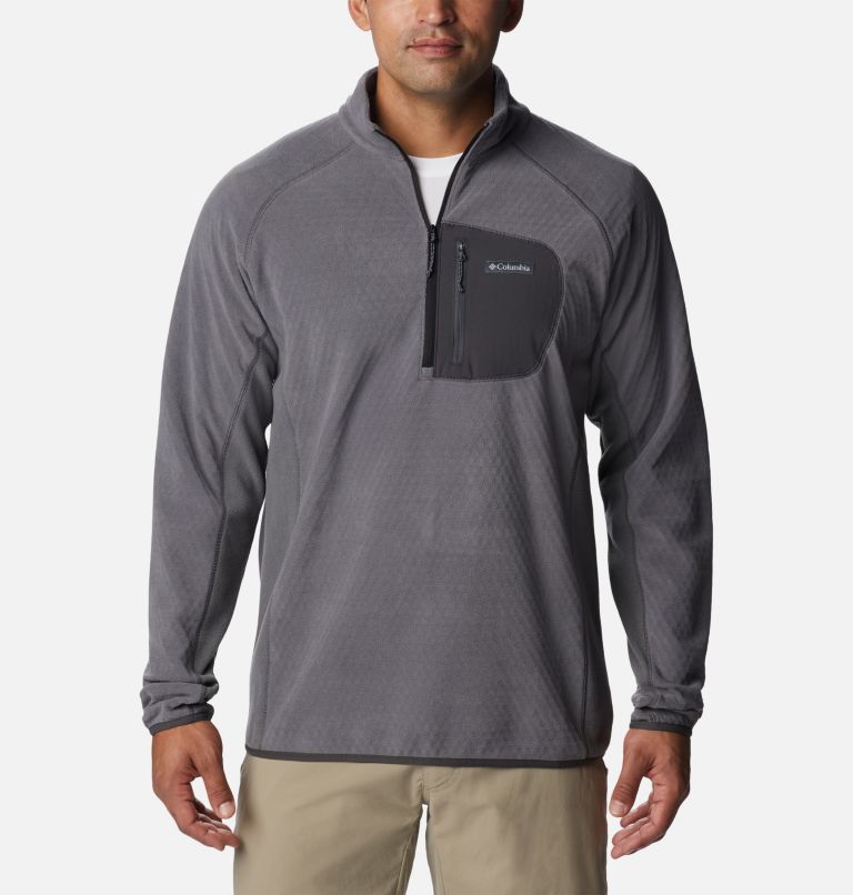 Men's Outdoor Tracks Half Zip Fleece Pullover, Color: City Grey, Shark, image 1