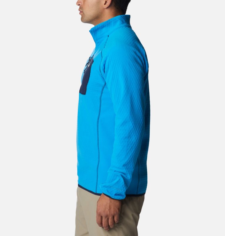 Men's Outdoor Tracks Half Zip Fleece Pullover, Color: Compass Blue, Collegiate Navy, image 3