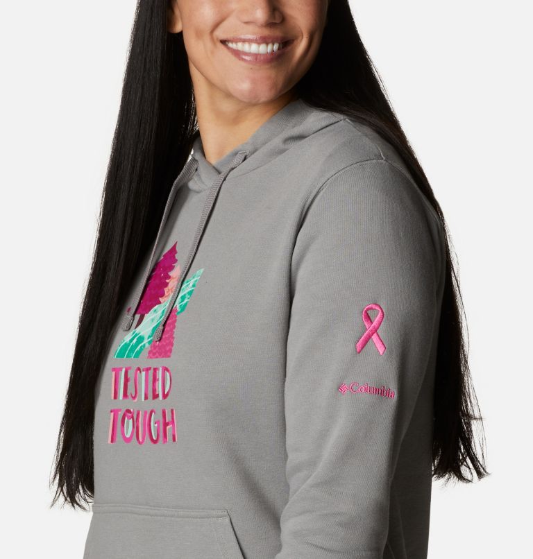 Thumbnail: Women's Tested Tough In Pink Hoodie, Color: Light Grey Loveis TTIP Logo, image 5