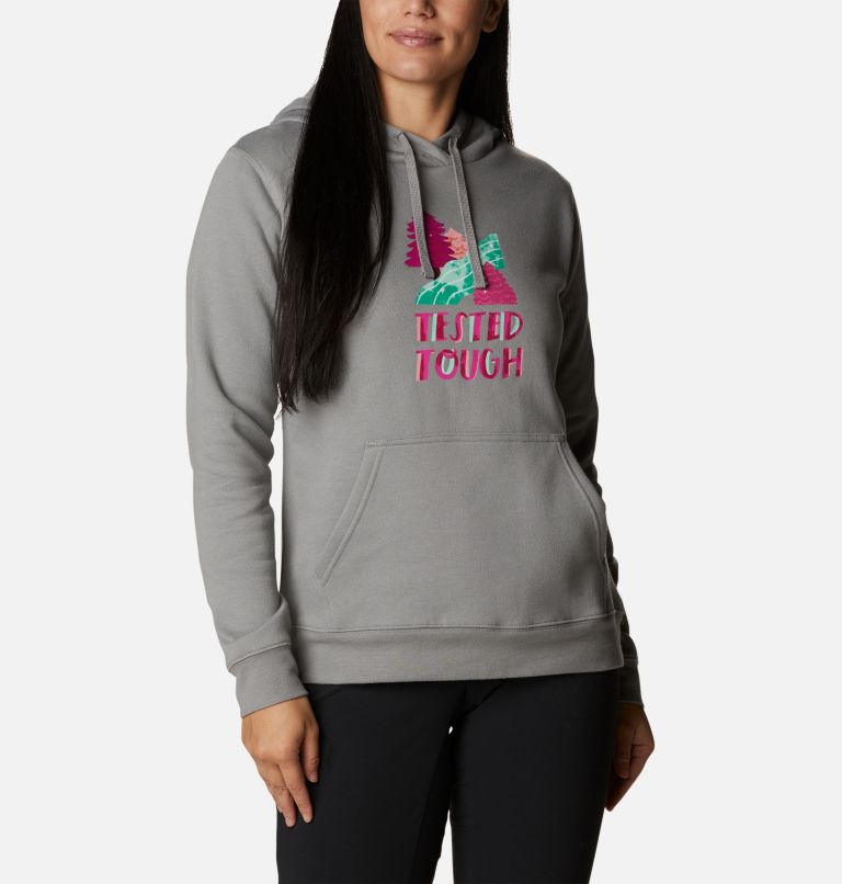 Thumbnail: Women's Tested Tough In Pink Hoodie, Color: Light Grey Loveis TTIP Logo, image 6
