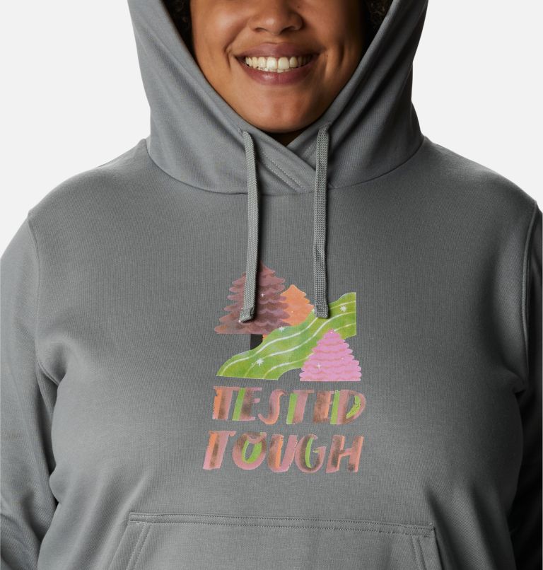 Thumbnail: Women's Tested Tough In Pink Hoodie - Plus Size, Color: Light Grey Loveis TTIP Logo, image 4