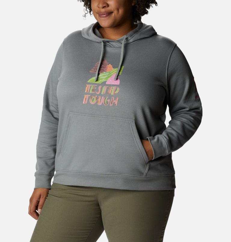 Thumbnail: Women's Tested Tough In Pink Hoodie - Plus Size, Color: Light Grey Loveis TTIP Logo, image 5