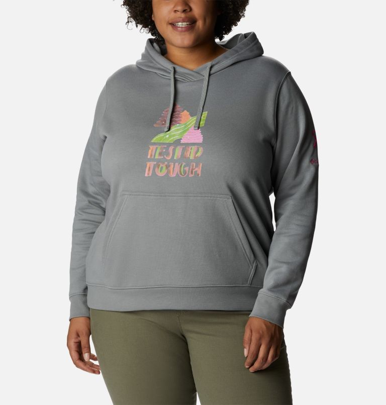 Thumbnail: Women's Tested Tough In Pink Hoodie - Plus Size, Color: Light Grey Loveis TTIP Logo, image 1