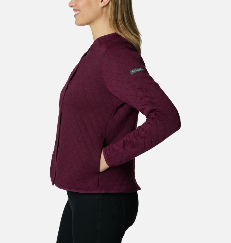 Thumbnail: Women's Columbia Lodge Quilted Cardigan, Color: Marionberry, image 3