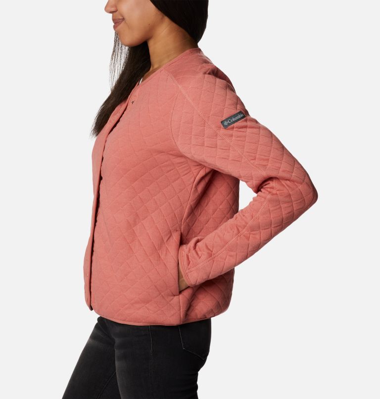 Thumbnail: Women's Columbia Lodge Quilted Cardigan, Color: Dark Coral, image 3