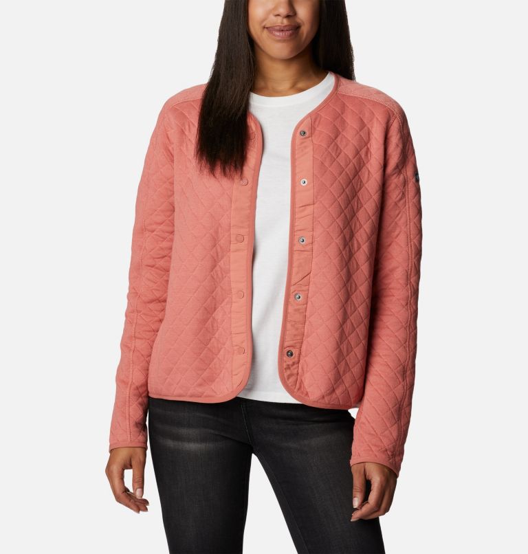 Thumbnail: Women's Columbia Lodge Quilted Cardigan, Color: Dark Coral, image 6