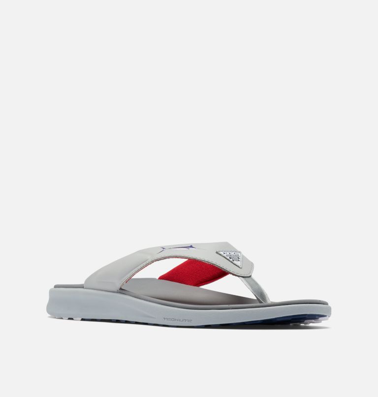 Men's PFG Fish Flip II Sandal, Color: Steam, Mountain Red, image 2