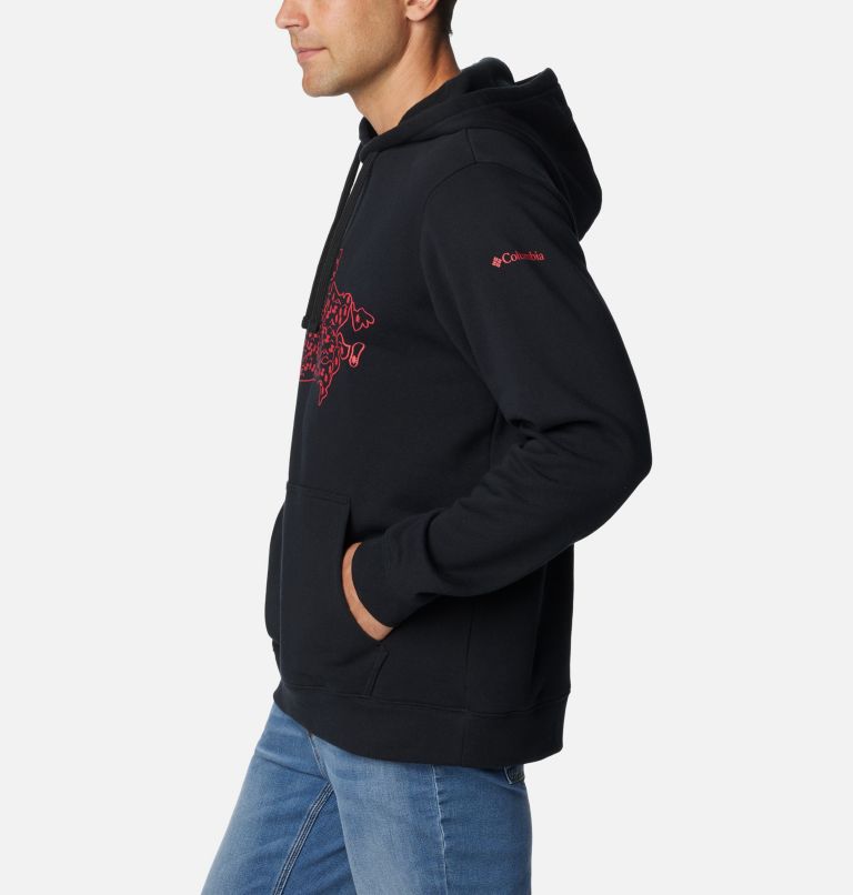 Men's Columbia Trek Graphic Hoodie, Color: Black, Canada Treescape, image 2