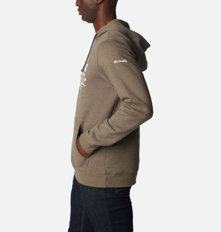Thumbnail: Men's Columbia Trek Graphic Hoodie, Color: Charcoal Heather, Scripted Scene, image 3