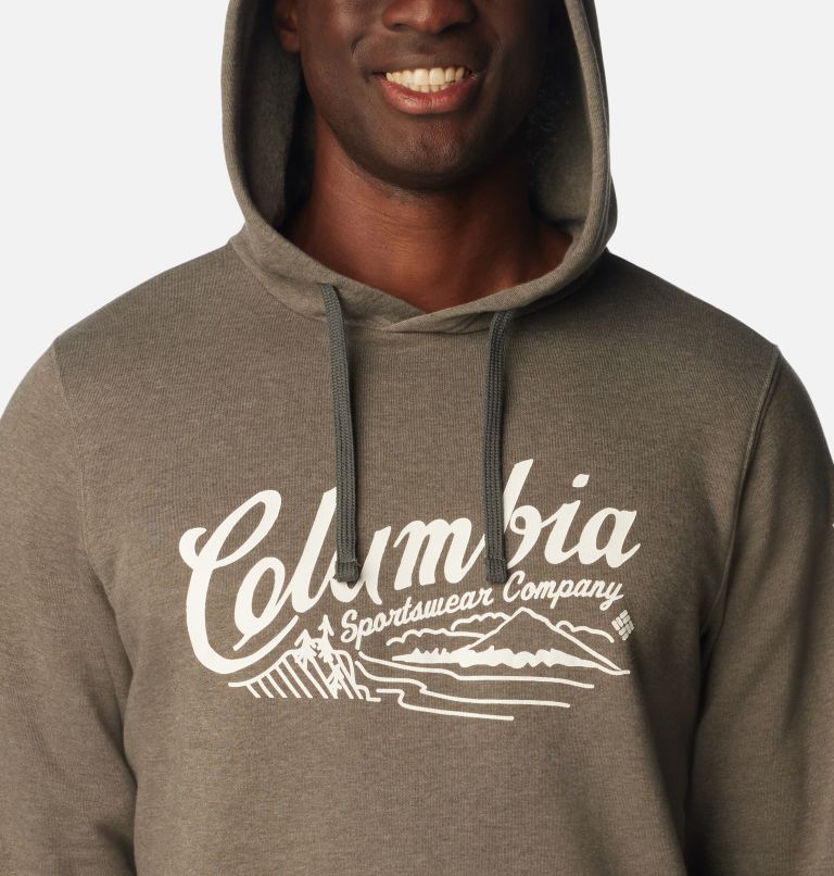 Thumbnail: Men's Columbia Trek Graphic Hoodie, Color: Charcoal Heather, Scripted Scene, image 4
