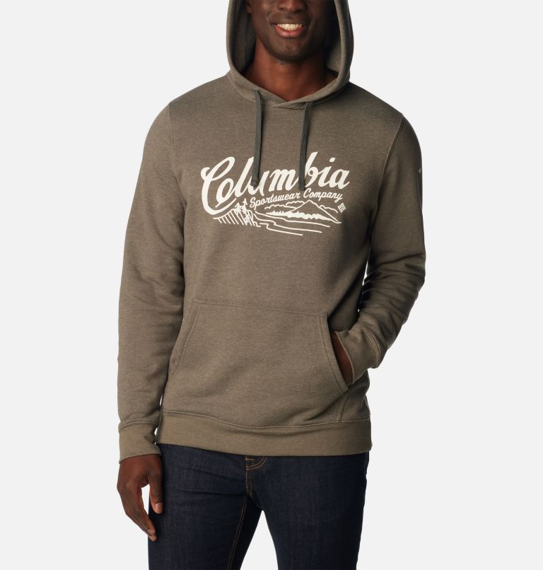 Thumbnail: Men's Columbia Trek Graphic Hoodie, Color: Charcoal Heather, Scripted Scene, image 5