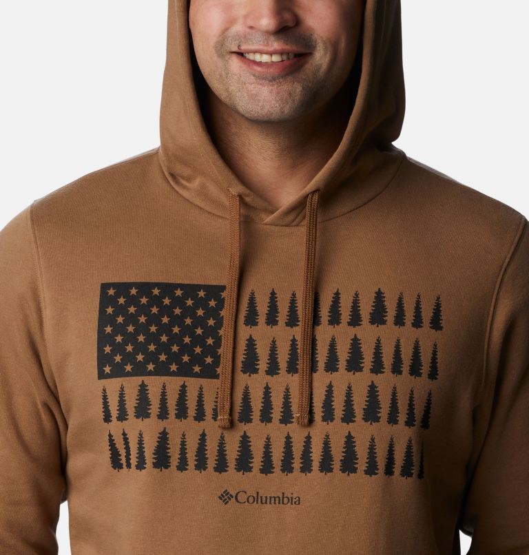 Men's Columbia Trek Graphic Hoodie, Color: Delta, Treeline Flag Graphic, image 4