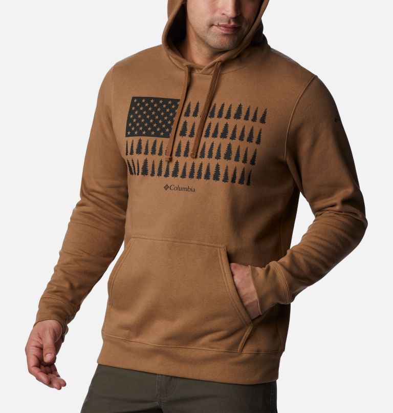 Men's Columbia Trek Graphic Hoodie, Color: Delta, Treeline Flag Graphic, image 5