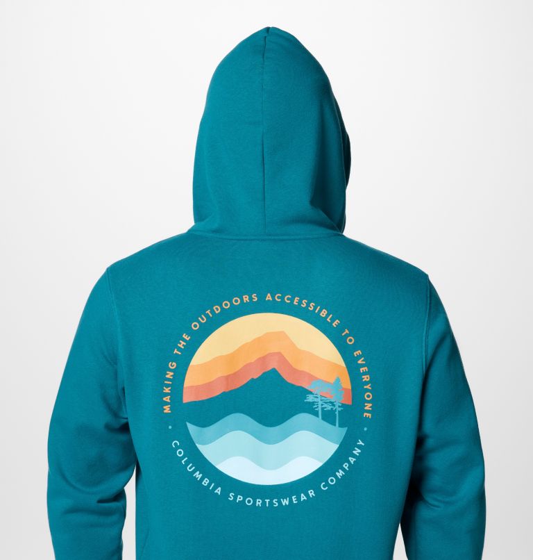 Men's Columbia Trek Graphic Hoodie, Color: River Blue, Circular Linescape, image 5