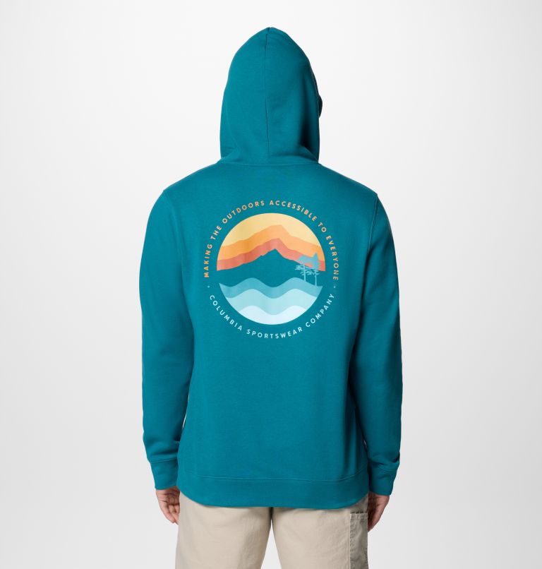Men's Columbia Trek Graphic Hoodie, Color: River Blue, Circular Linescape, image 2