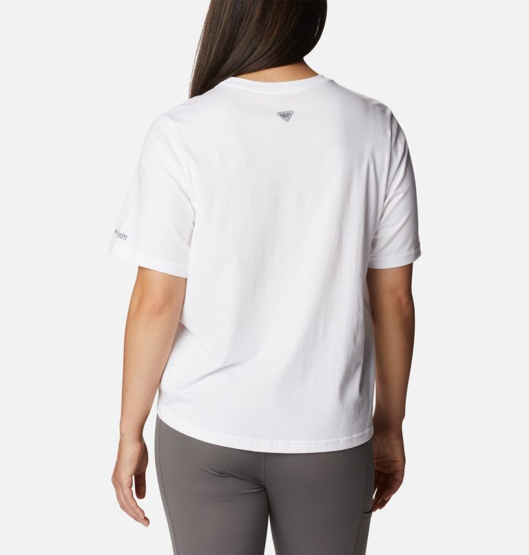 Thumbnail: Women's PFG Bramley Bay Relaxed Tee, Color: White, Fair Weather Graphic, image 2