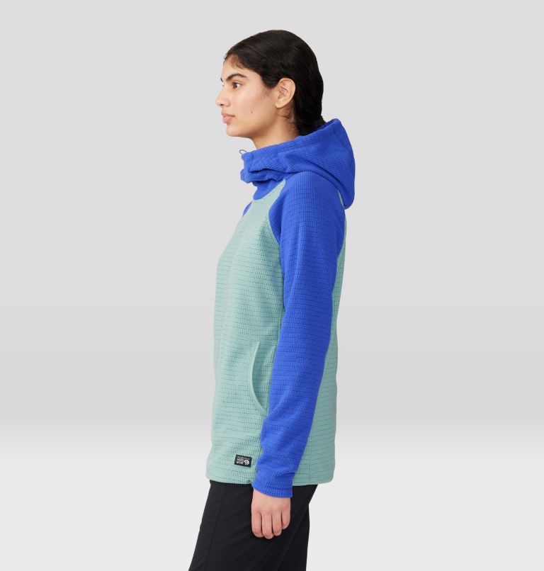 Women's Summit Grid Tunic Hoody, Color: Lichen Green/Blue Print, image 3