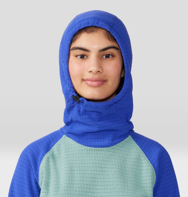 Women's Summit Grid Tunic Hoody, Color: Lichen Green/Blue Print, image 4
