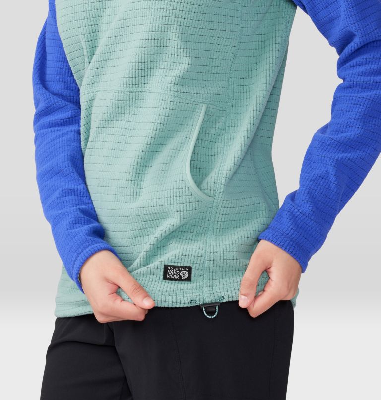 Women's Summit Grid Tunic Hoody, Color: Lichen Green/Blue Print, image 5