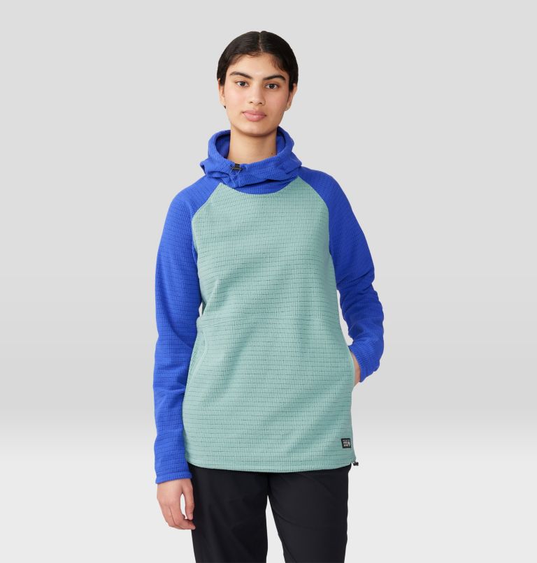 Women's Summit Grid Tunic Hoody, Color: Lichen Green/Blue Print, image 6