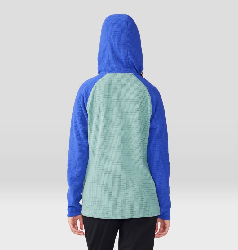Women's Summit Grid Tunic Hoody, Color: Lichen Green/Blue Print, image 2