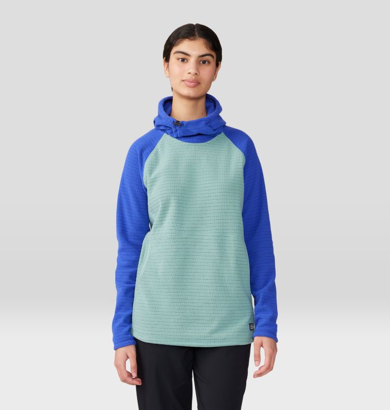 Women's Summit Grid Tunic Hoody, Color: Lichen Green/Blue Print, image 1